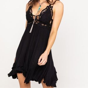 Free People Adella Black Mini Dress